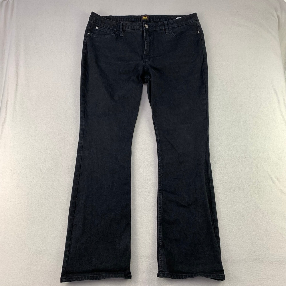 Lee Bootcut Jeans Womens 20L Black Denim Stretch Casual 5-Pocket High Rise